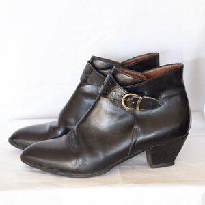 Russel Brown Leather Ankle Boots With Side Buckles